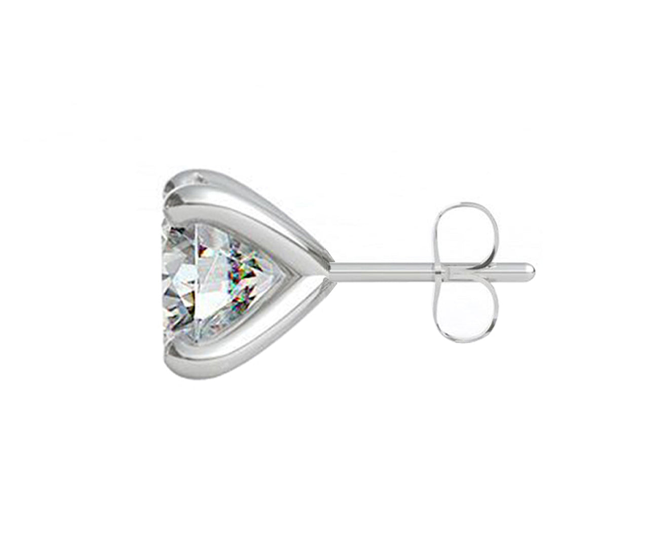 Silver Round Solitaire Stud Men Earring 1 Piece