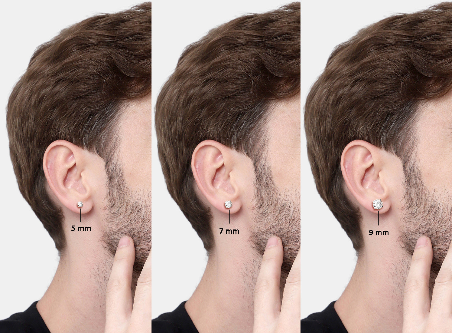Silver Round Solitaire Stud Men Earring 1 Piece