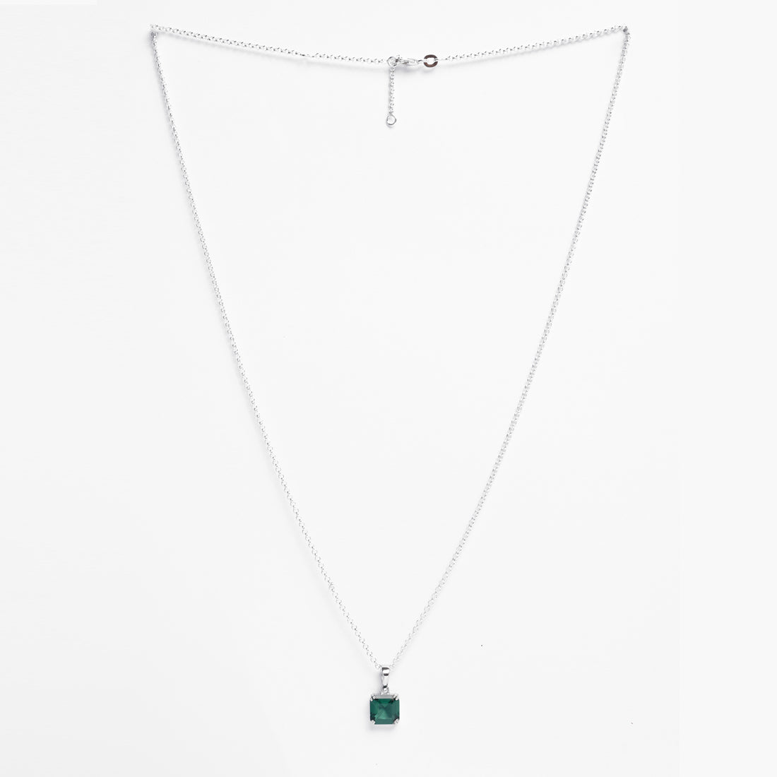 Silver Green Octagon Men Pendant Necklace with Chain or without Chain