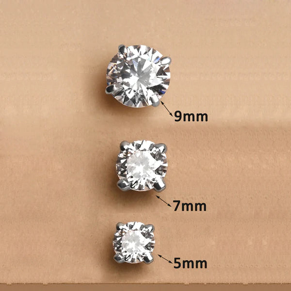 Silver Round Solitaire Stud Men Earring 1 Piece